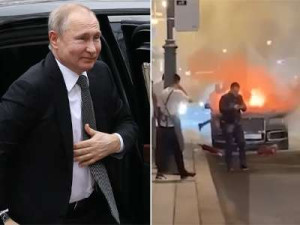 ரஷ்ய ஜனாதிபதி புடினின் உத்தியோகப்பூர்வ கார் தீப்பற்றியதால் பரபரப்பு