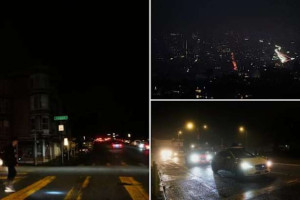 இருளில் மூழ்கிய சான் பிரான்சிஸ்கோ - நடு வீதியில் ஒளிர்ந்த கார்கள்!