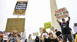 அமெரிக்காவில் டிரம்பின் கடுமையான கொள்கைகளை எதிர்த்து போராட்டங்கள்